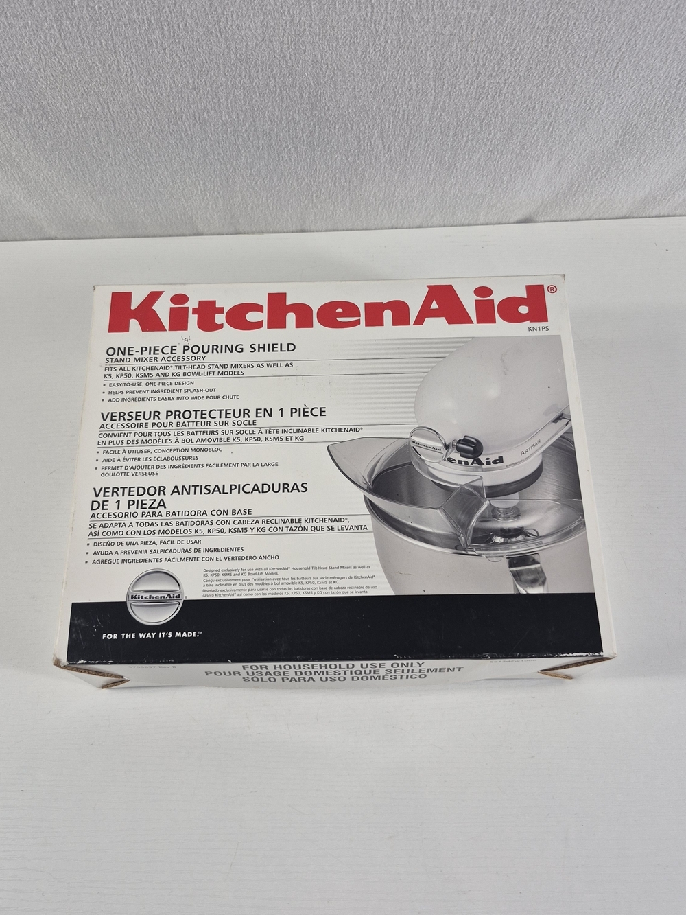 KitchenAid White One-Piece Pouring Shield for Stand Mixers